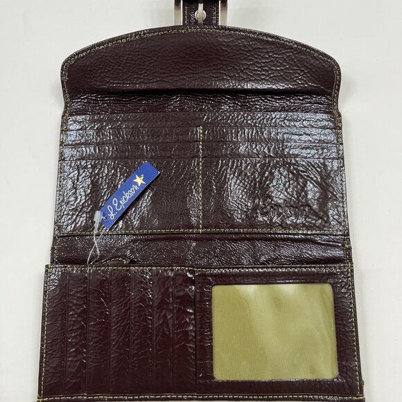 Buckle Wallet / Clutch - Shiny Brown Faux Leather - Multi-Pocket - NWT - Picture 5 of 10